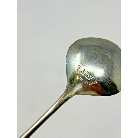 Vtg EPIC Forged Stainless ICE TEA Spoons Flatware Canoe Muffin Wood Handle MCM - Picture 5 of 5